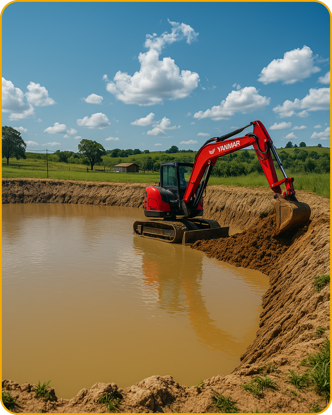 Construção de açudes, Lagoas para biodigestores e tratamento de agua e
Lagoas para reservação de agua