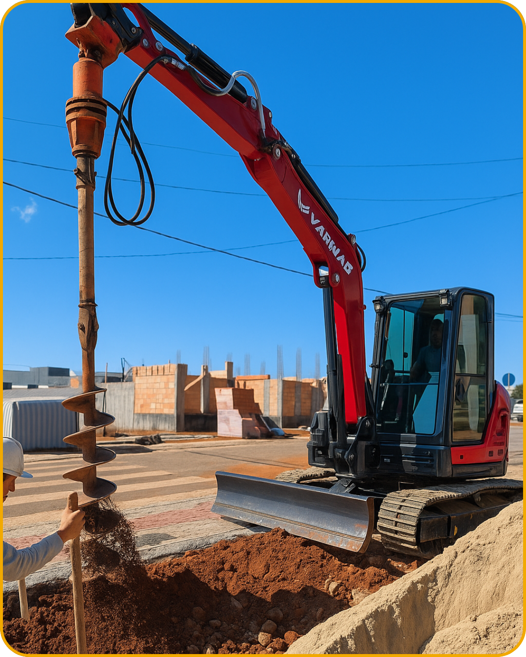 Perfuratriz Hidráulica acoplado Mini Escavadeira 5,5 toneladas